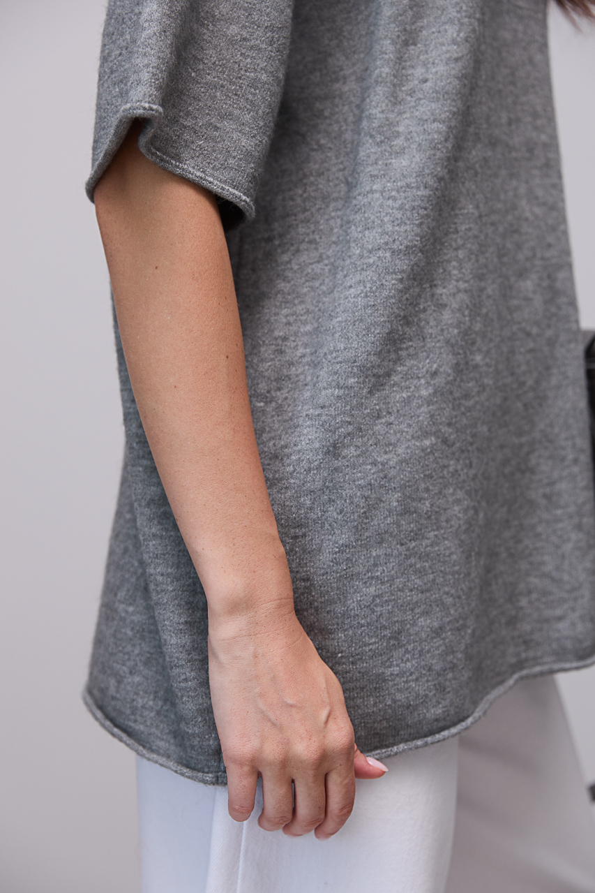 В'язана кофта oversize з коротким рукавом - сірий колір, ONE SIZE 3