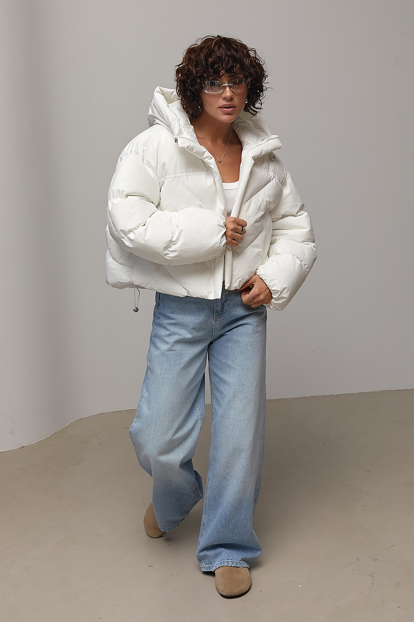 Коротка куртка oversize з капюшоном - білий колір, ONE SIZE 2