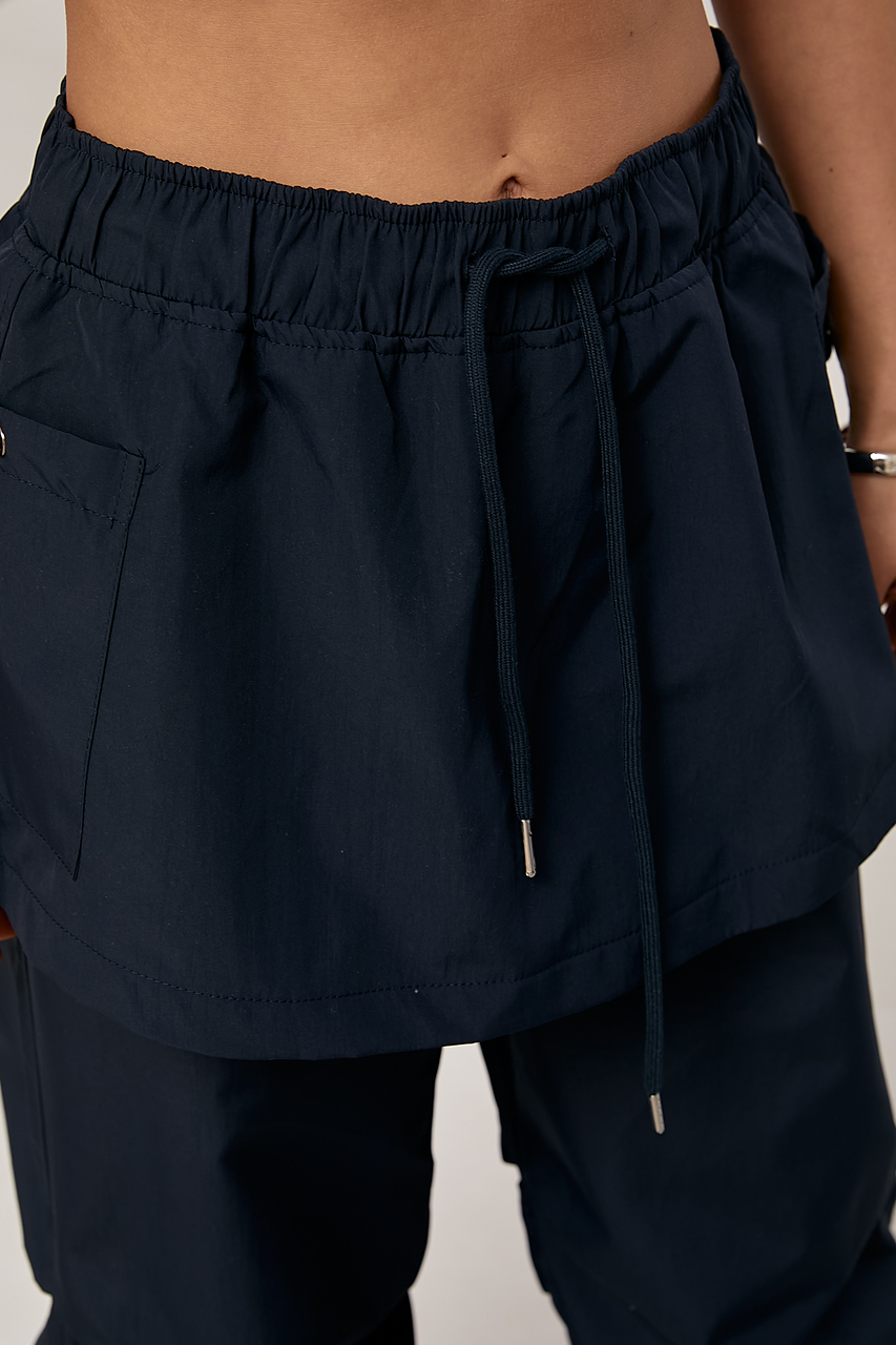 Жіночі штани з плащівки зі спідницею - темно-синій колір, ONE SIZE 3