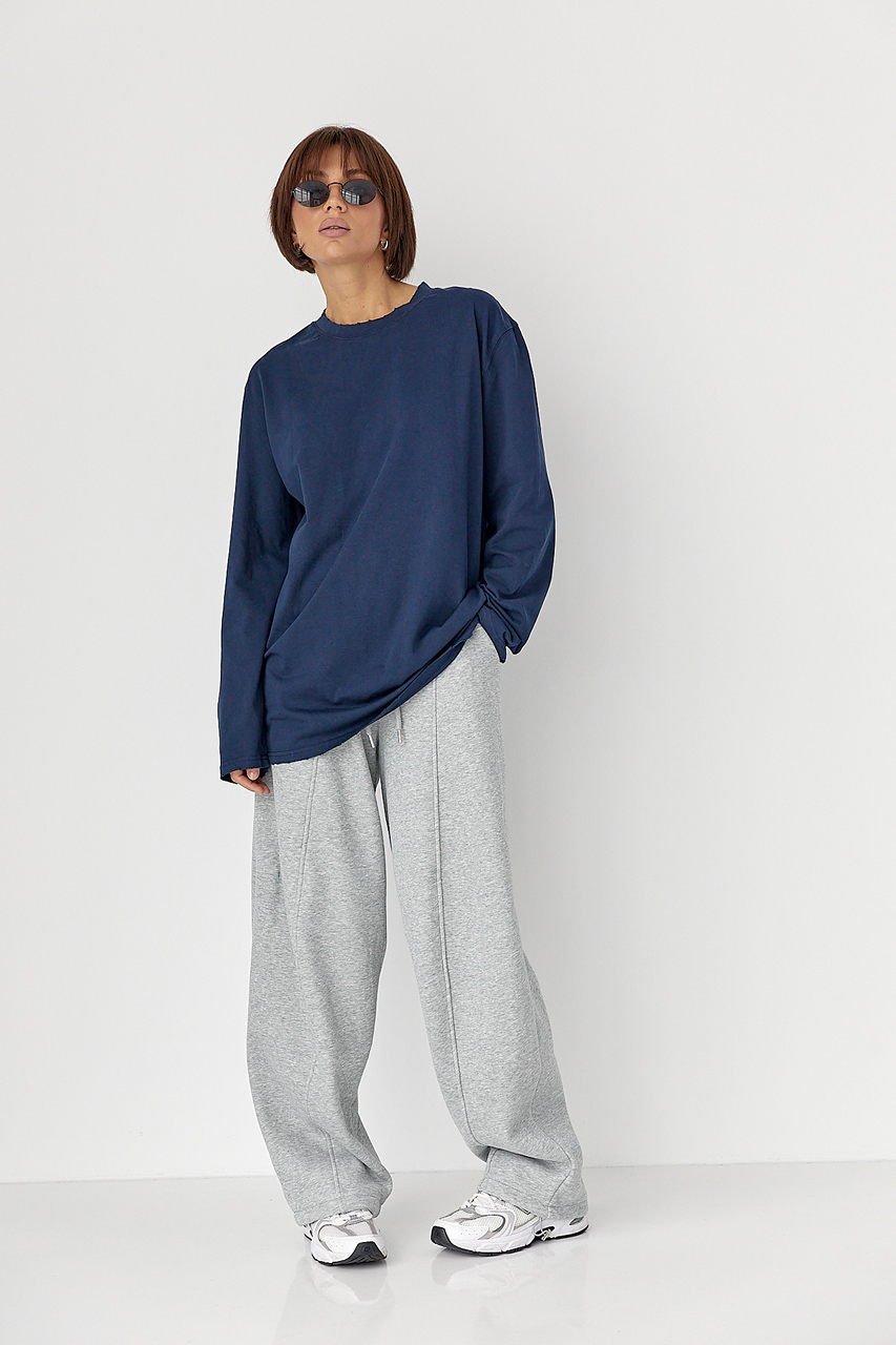 Однотонний базовий лонг oversize - темно-синій колір, ONE SIZE 3