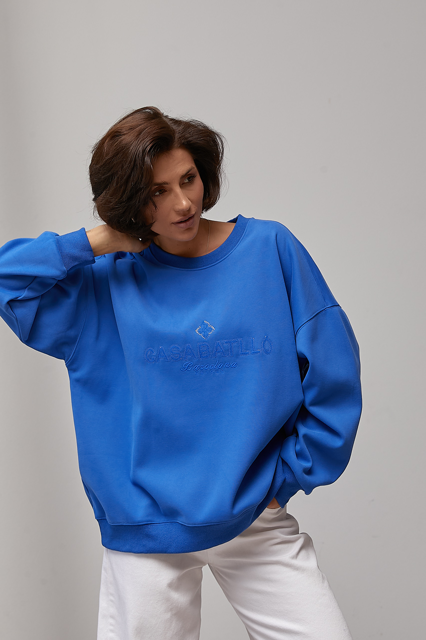 Жіночий утеплений світшот oversize з начосом - синій колір, ONE SIZE 1