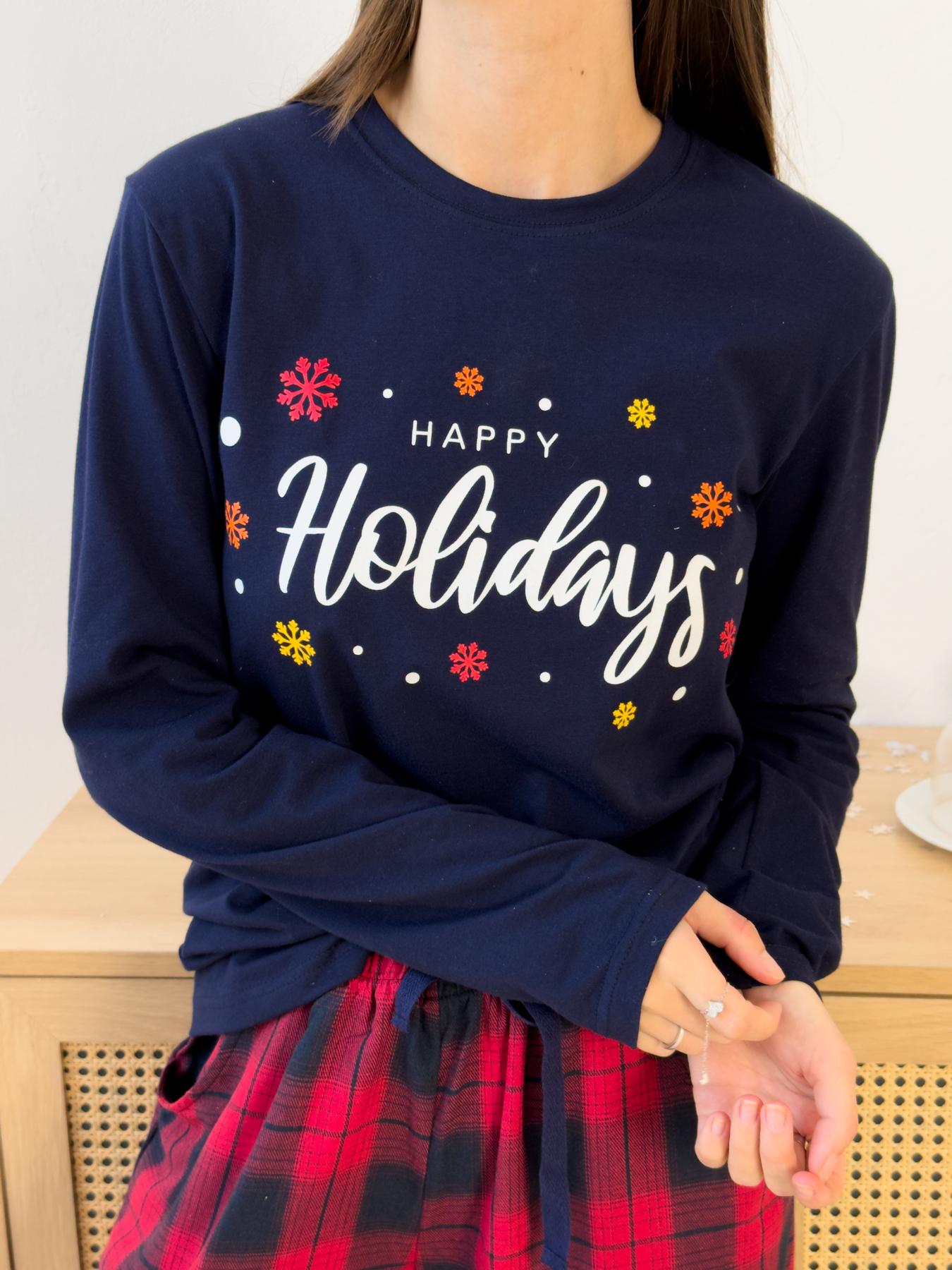 Лонгслів жіночий Happy Holidays, синій 3