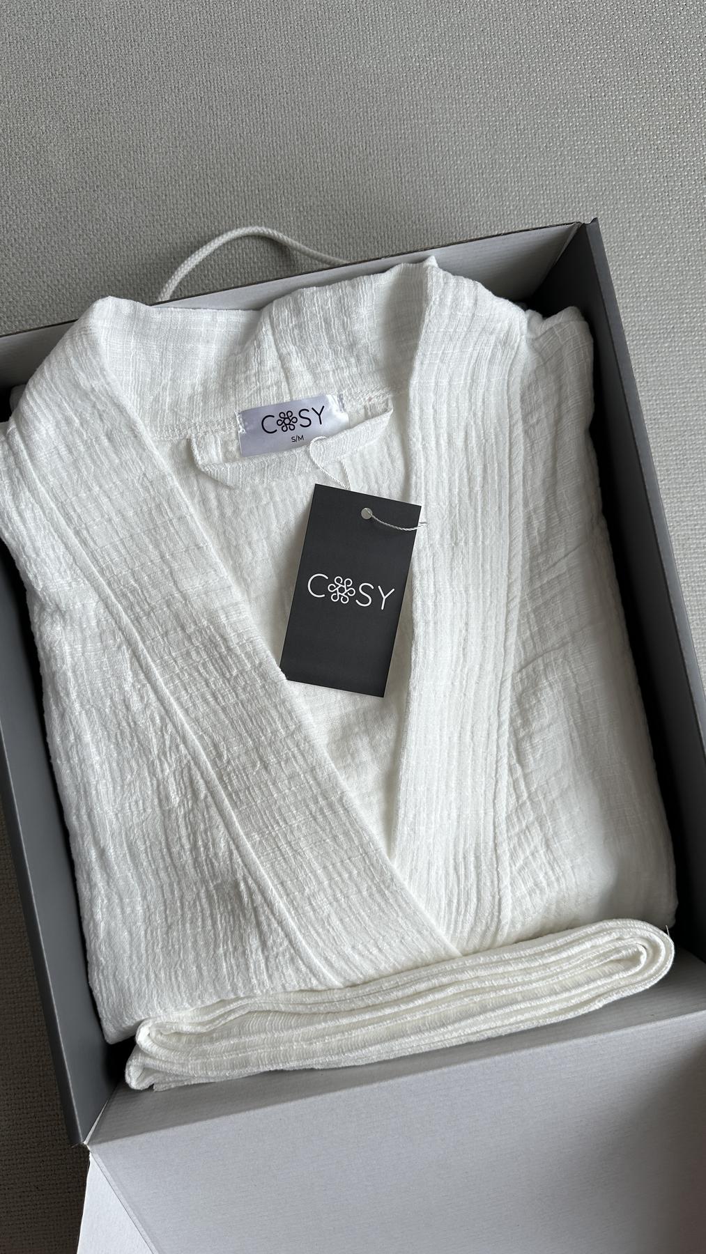 Жіночий халат кімоно довгий Duna із фактурного мусліну білий 1