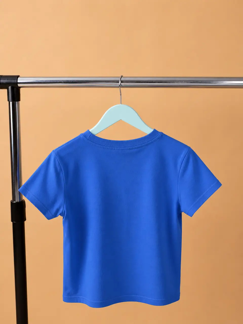 Жіноча синя базова футболка, трикотажна футболка з коротким рукавом 1